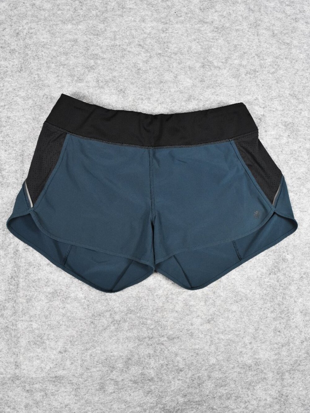 Athleta Track This Run Navy Black Zip Pocket Running Gym Shorts Womens Size Med